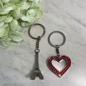 Eiffel Tower and Heart Locket Keychains